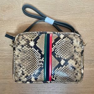 New With Tags Clare V. Snakeskin Embossed Midi Sac—Rare Color Combination!